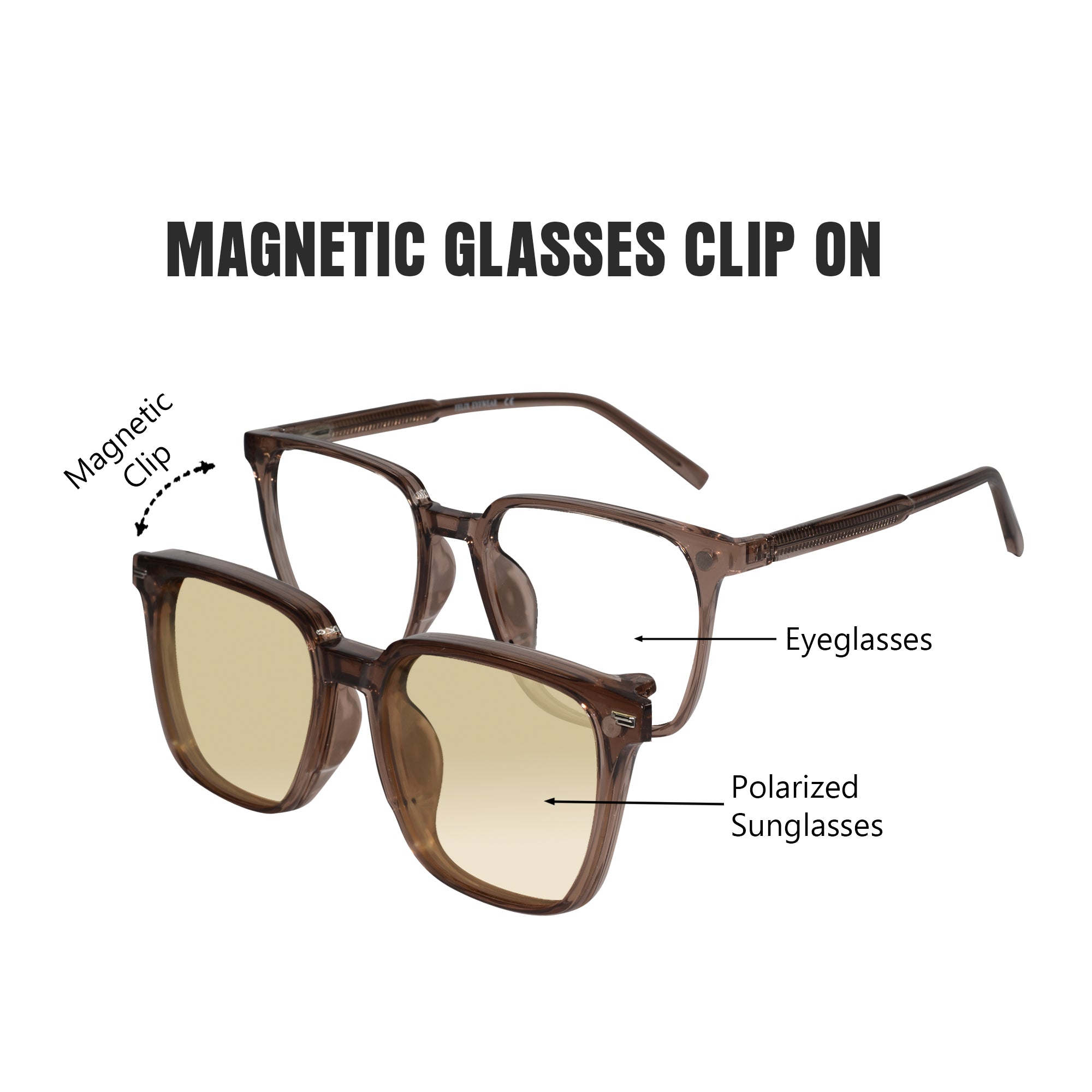 Clip on wayfarer eyeglasses for men & women