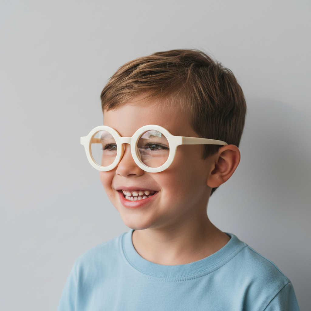 Round Shape White Color Eyeglasses For Kids LKE83108-WHT