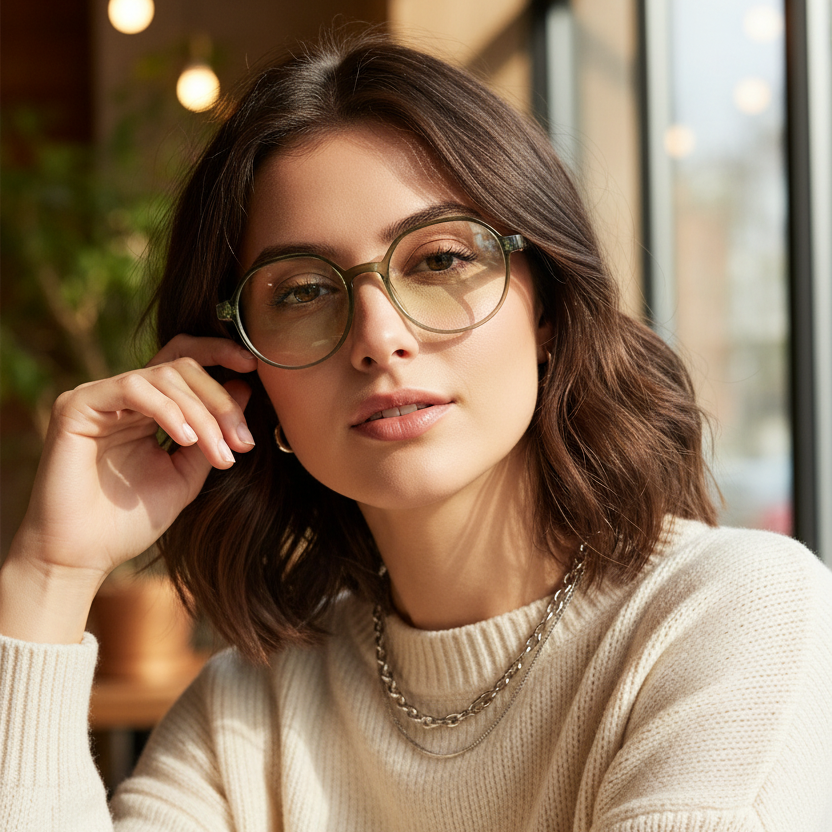 Dual Tone Green Hexagonal Eyeglaases LKE143-GRN