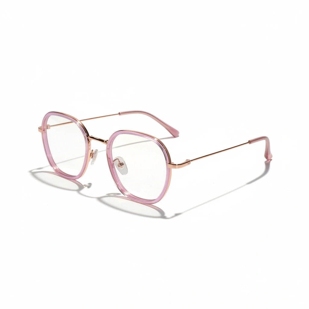 Pink Full rim Hexagonal Eyeglasses For Women LKS2207-PNK