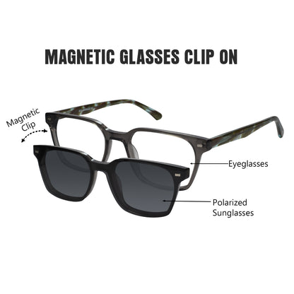 Animal Print Magnetic Clip On Eyeglasses For Men & Women
