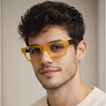 Clip On Rectangular Animal Print Eyeglasses For Men & Women LKE8730-YELLOW