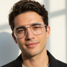 Transparent Gold Full Rim Rectangular Eyeglasses For Men