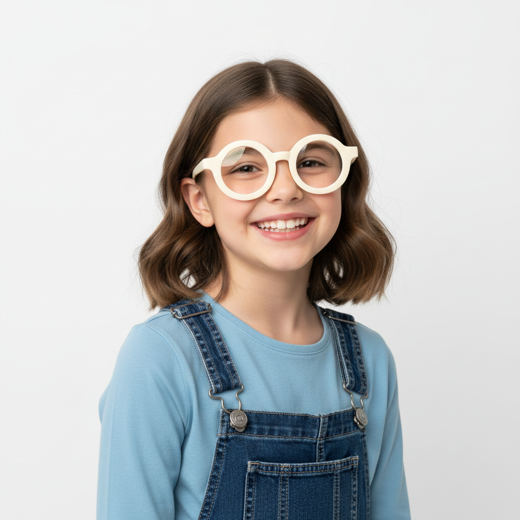 Round Shape White Color Eyeglasses For Kids LKE83108-WHT