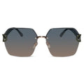 SunEdge | Oversize Hexagonal Rimless Green Sunglasses For Women ELS8111-GRN