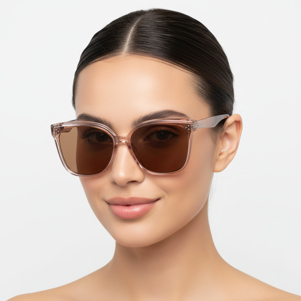 Crystal Brown  Oversize Cat eye Sunglasses LKS2302-BRN