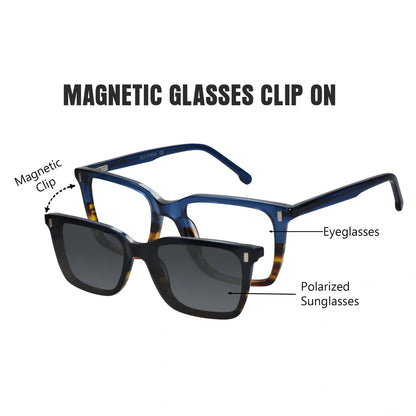 Animal Print Magnetic Clip On Eyeglasses For Men & Women