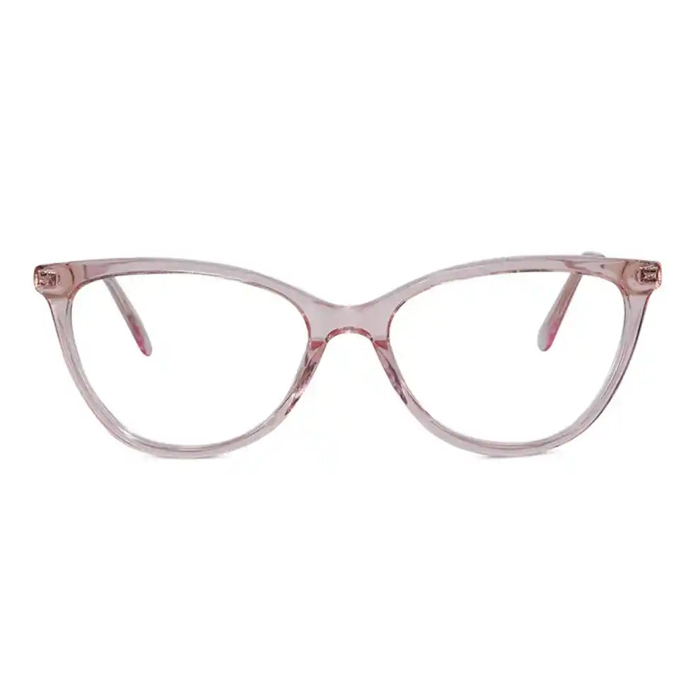 Front view of a unique reading glasses style alternative to the sleek Designer pink cat-eye.