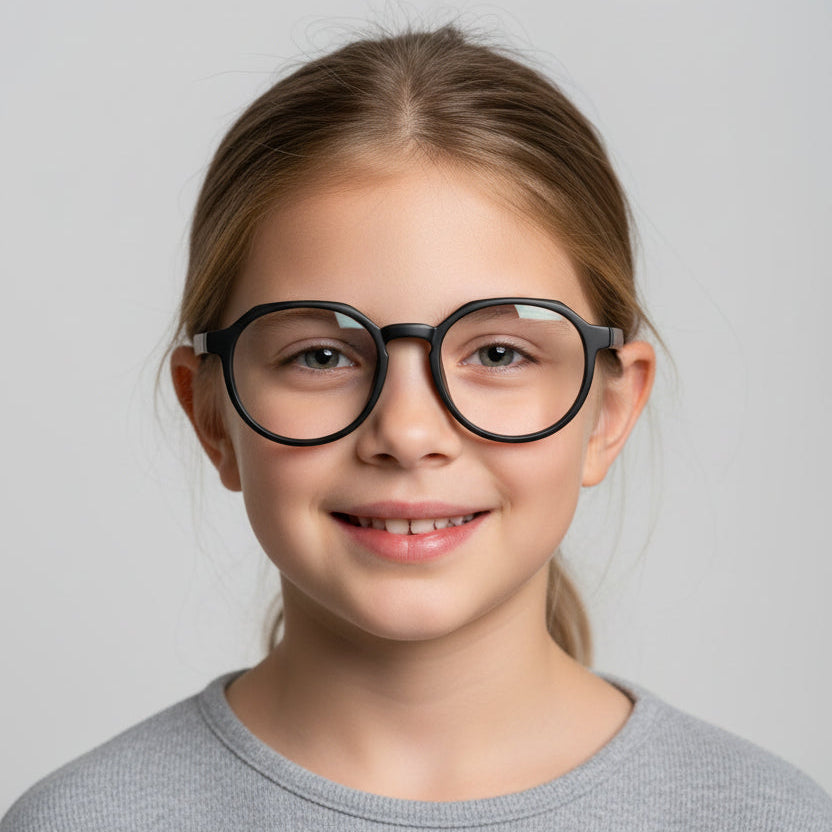 Hexagonal Shape Black Color Eyeglasses For Kids LKEK1036-BLK