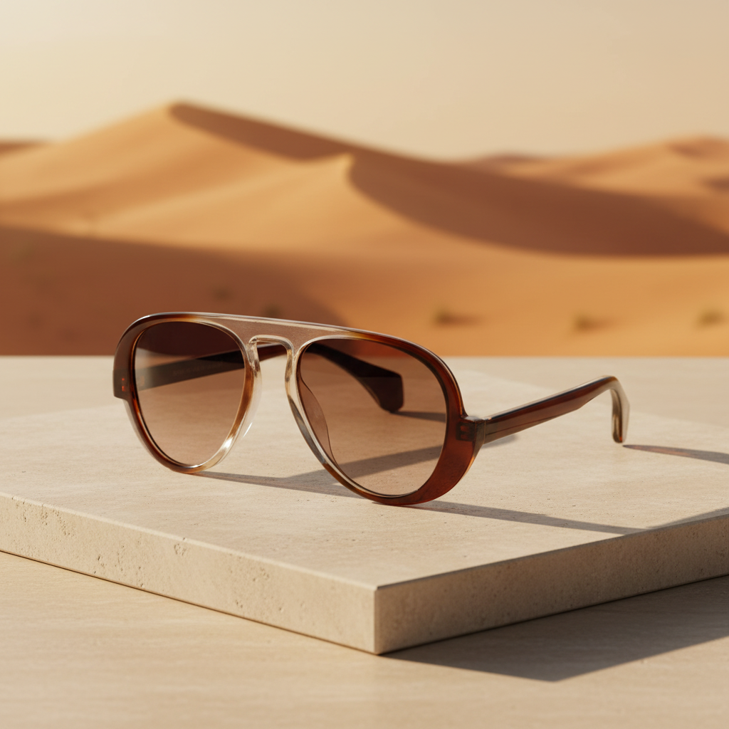 Dual Tone Stylish Avaitors  Brown Sunglasses For Men Women LKSM488-BRN