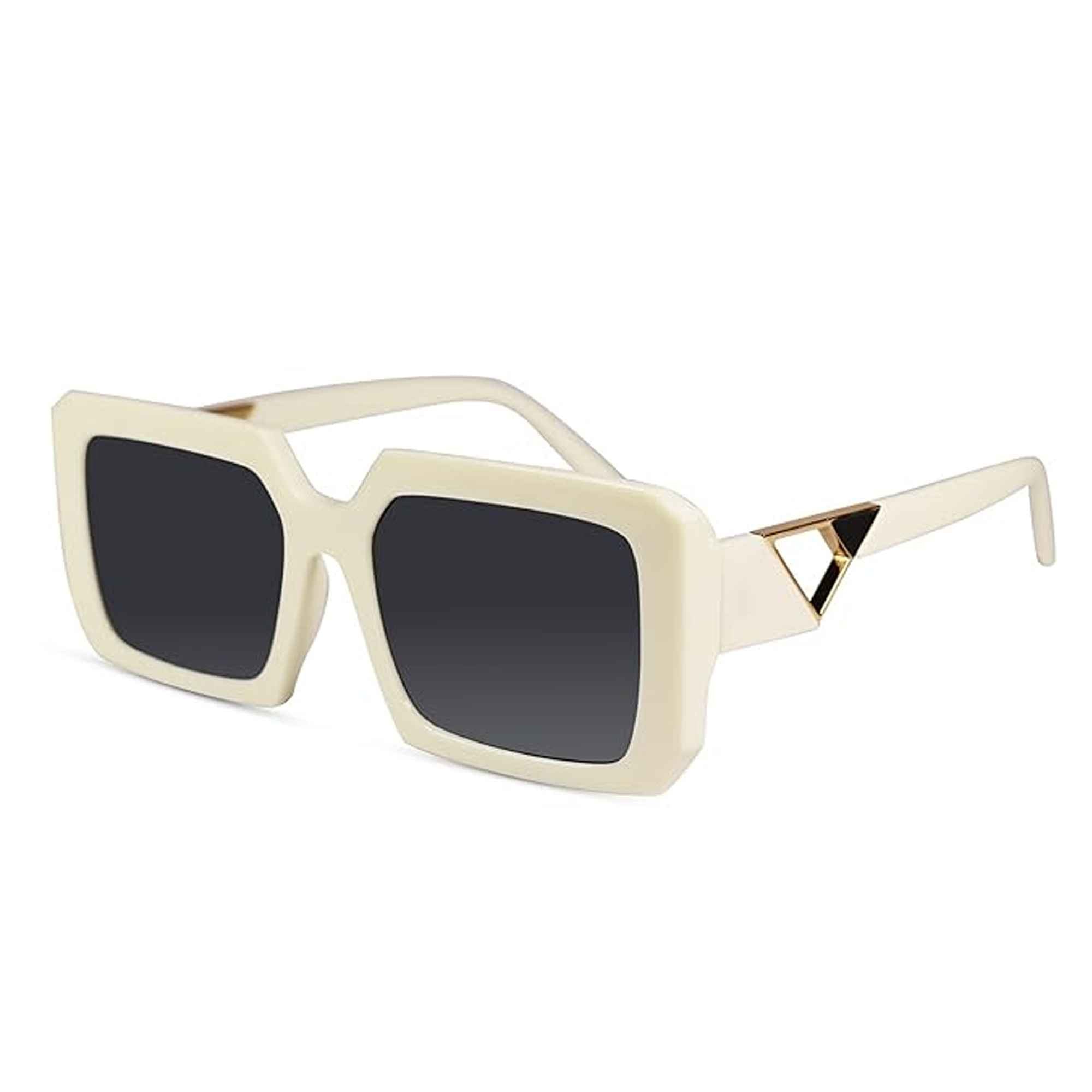 White Designer  Rectangular Sunglasses For Women