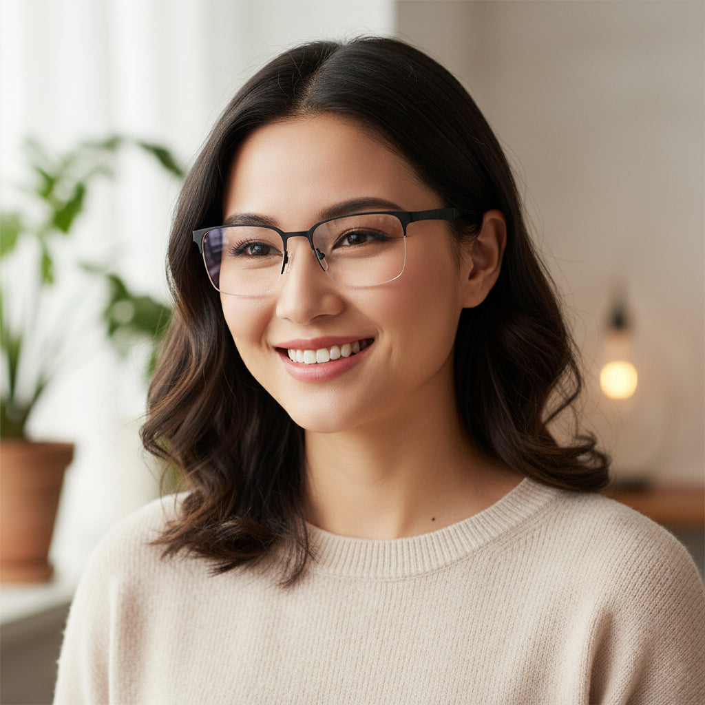 Premium Blue Cut Computer Glasses Rectangle Shape Men & Women LKE9710-BLK