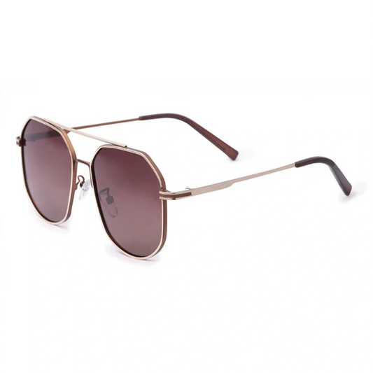 Pilot rectangle Brown golden sunglasses