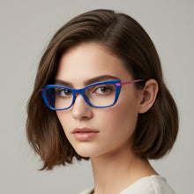Cat eye Blue Pink Full Rim Frame Eyeglasses