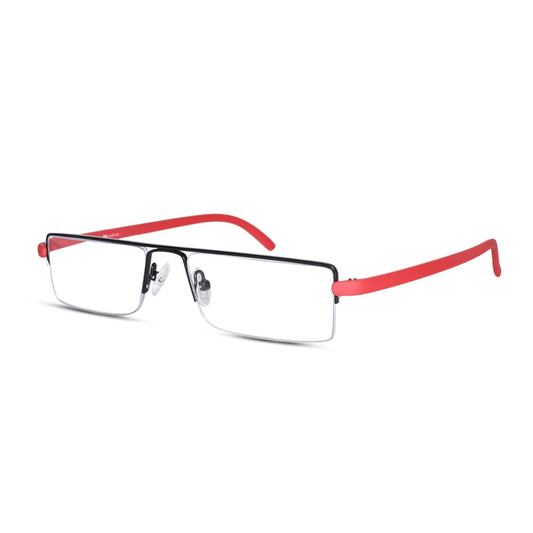 READERS Matte Black - Red Half Rim Rectangle