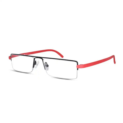 Readers Matte Black - Red Half Rim Rectangle