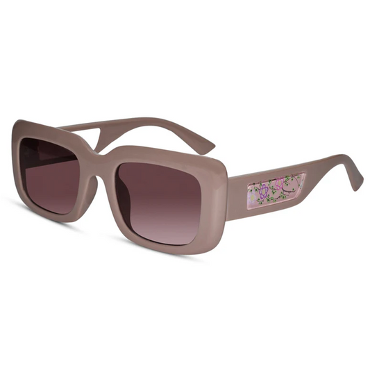 Designer Floral brown Rectangular Sunglasses