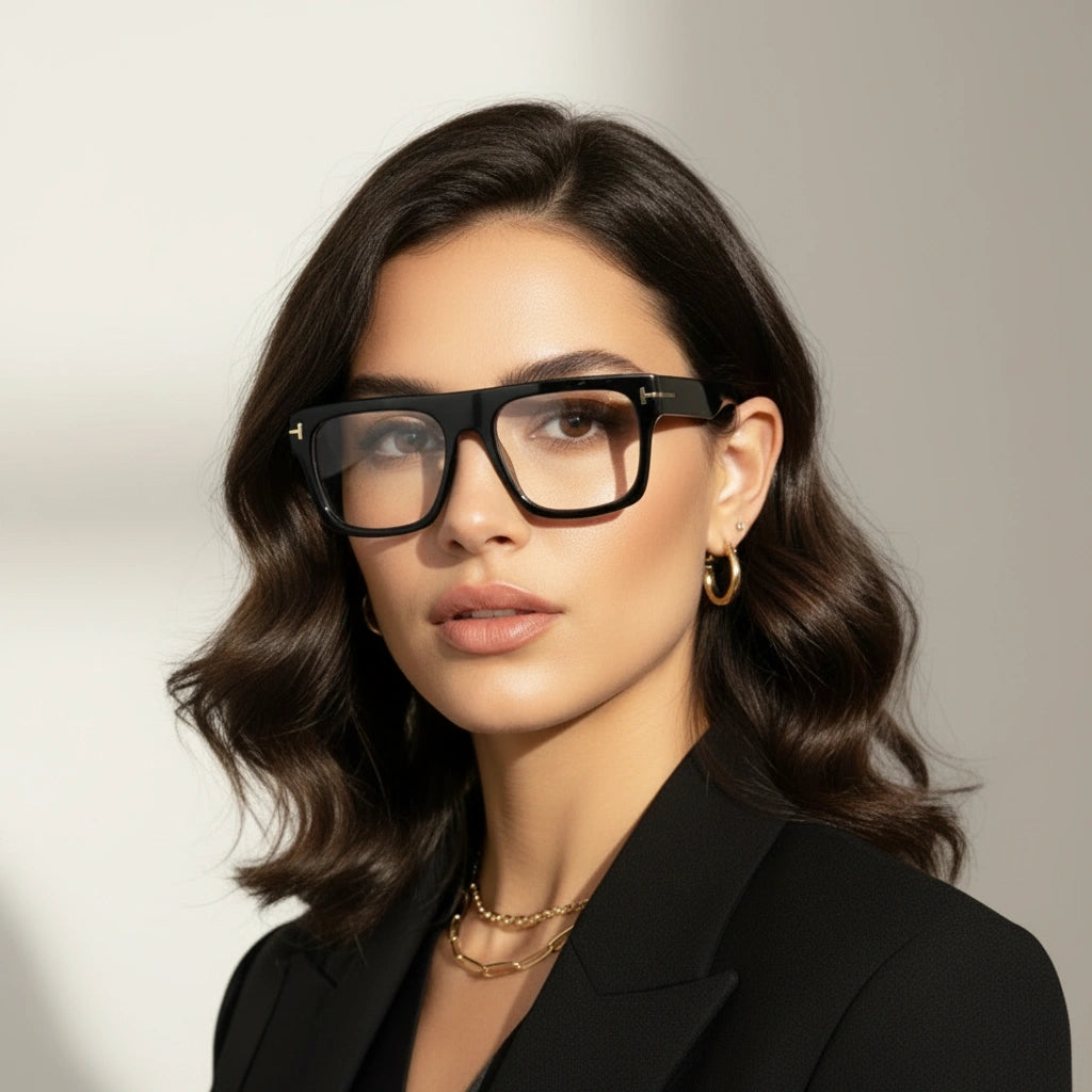 Bold Designer Wayfarer Black Full Rim Eyeglasses For Men & Women LKE95167-BLK