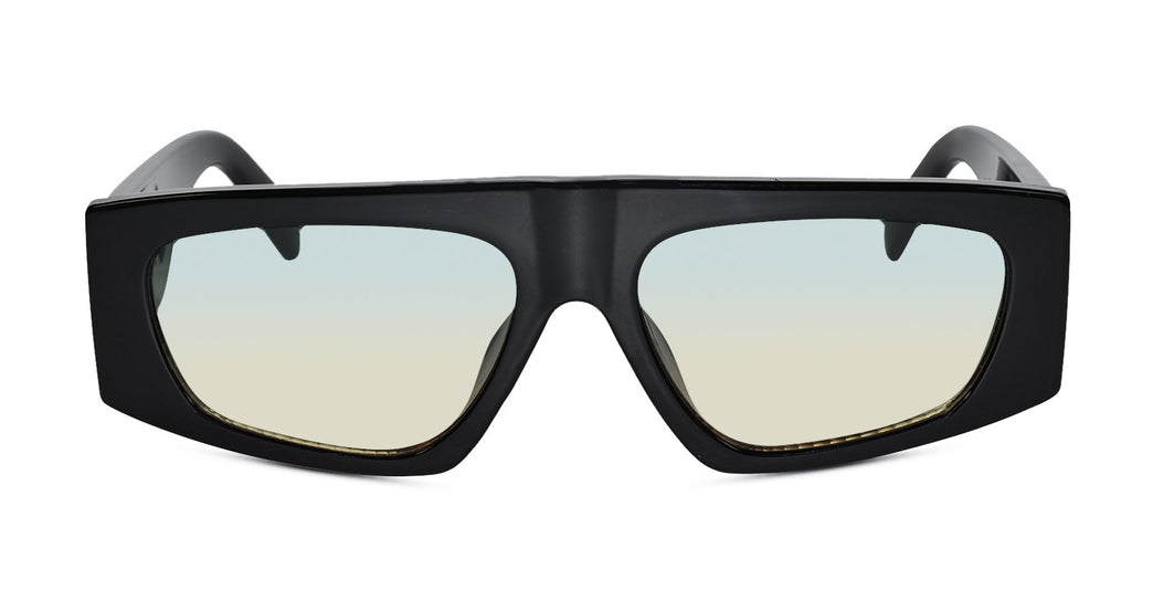 Retro Bold Rectangular Black Sunglasses For Men