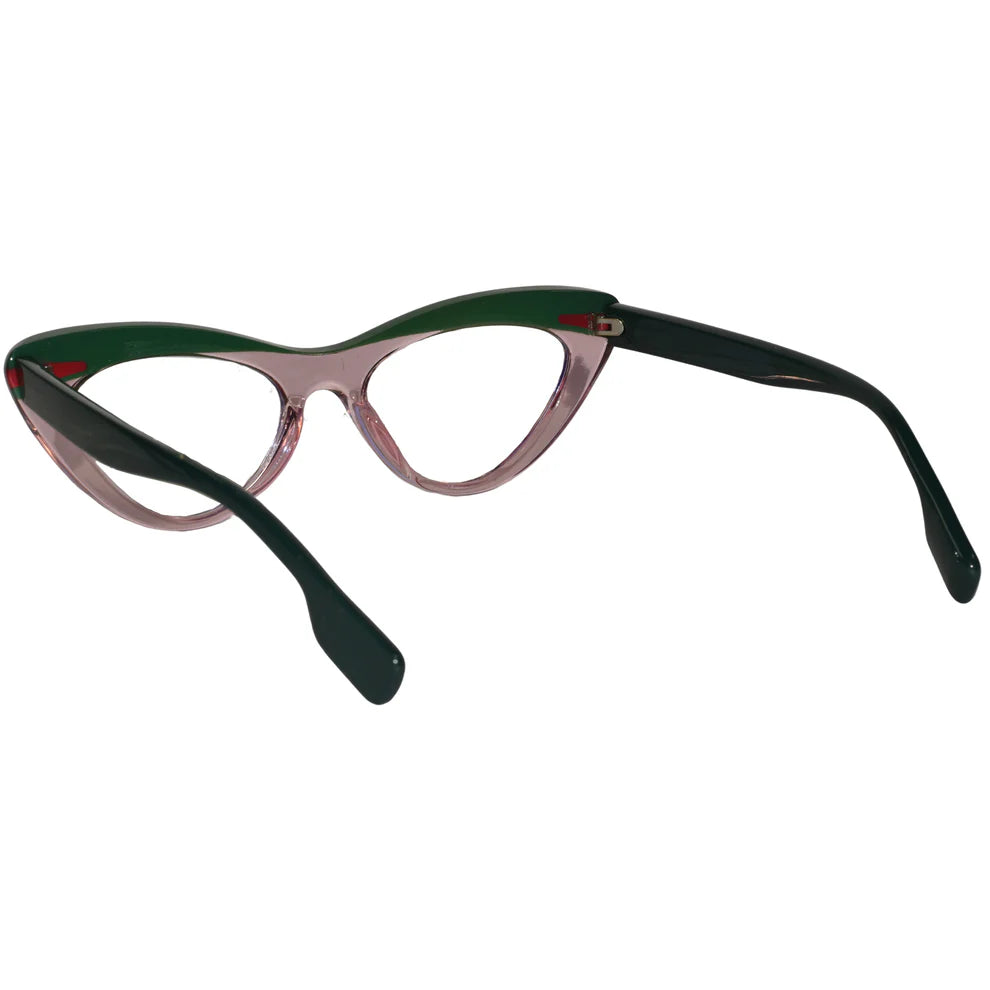 Dual Tone Green with Crystal Pink Cat eye Eyeglasses LKE22037-PNK-GRN