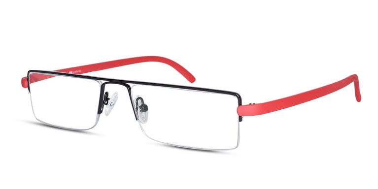 Lenskandy READERS Matte Black - Red Half Rim Rectangle