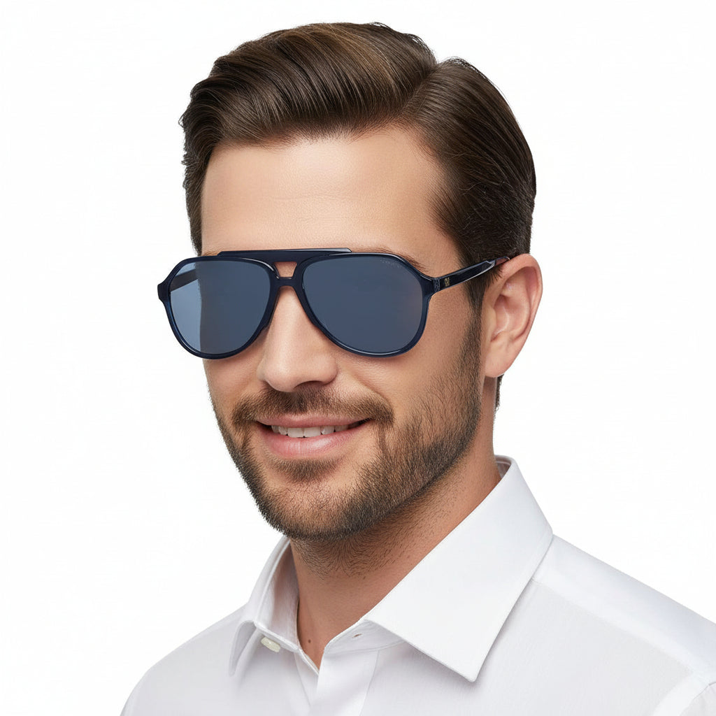 Luxury Black-blue sunglass Aviator Shape For Men ELS89985-LBU