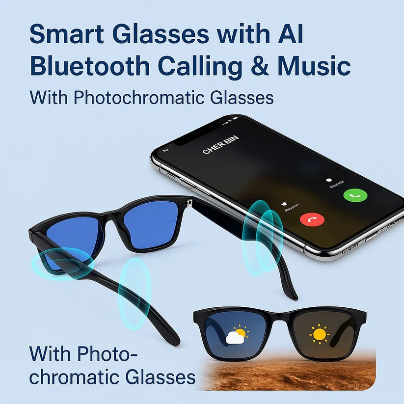 Photo Chromatic Black Smart Eyeglasses For Men & Women