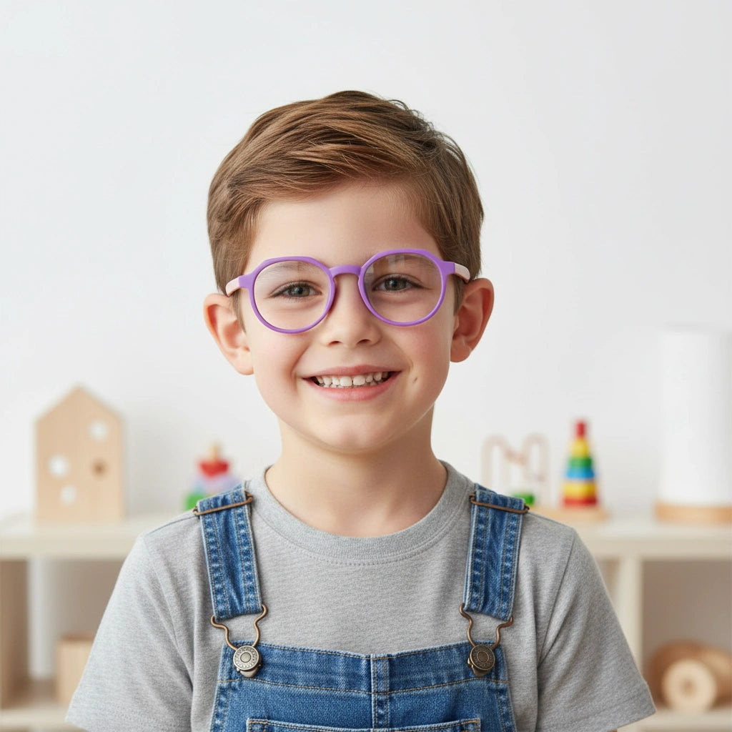 Light Weight Purple Hexagonal Eyeglasses for 6-12 Yrs LKS1036-PURPL