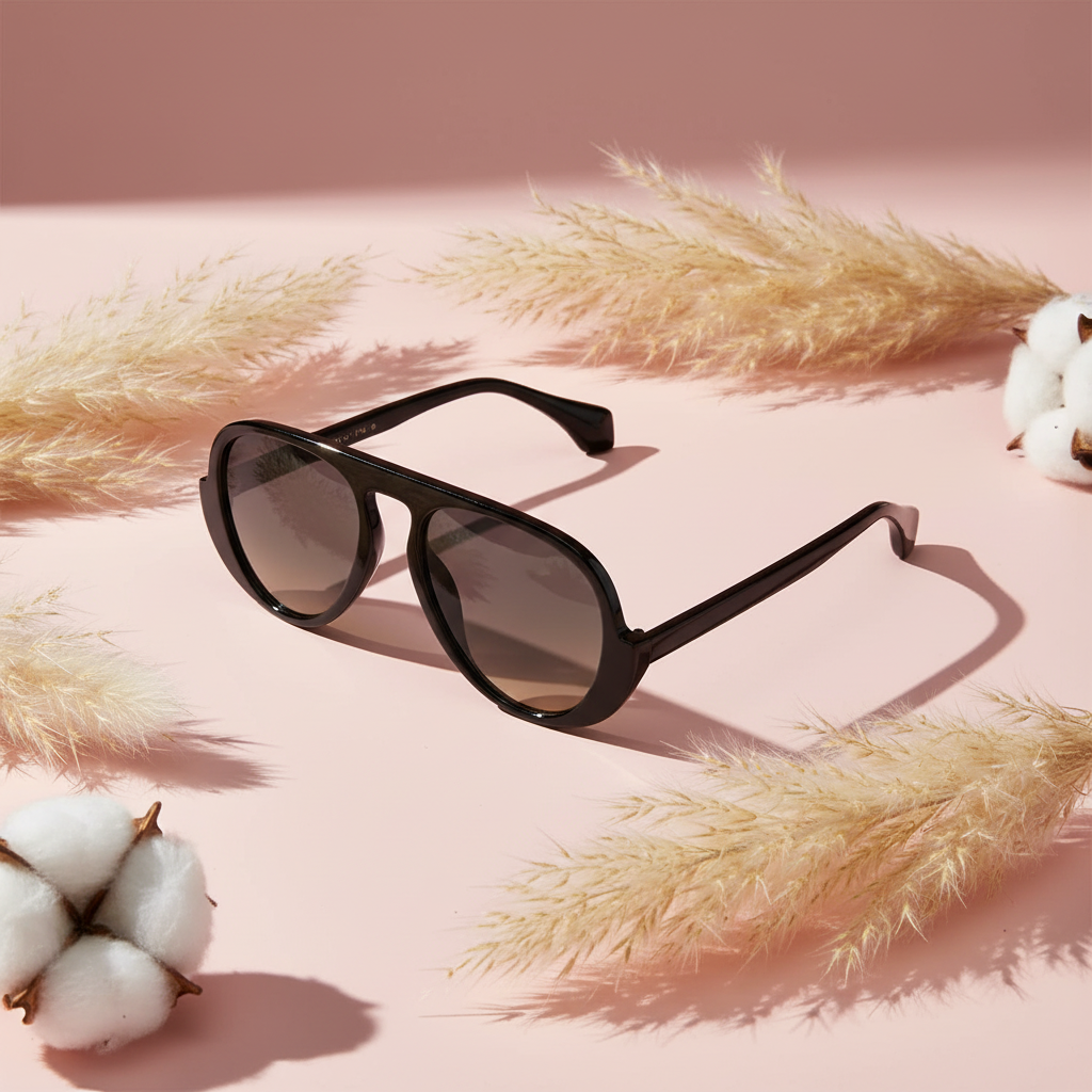 Stylish Pilot Shape Black Sunglasses Women and men LKSM488-BLK