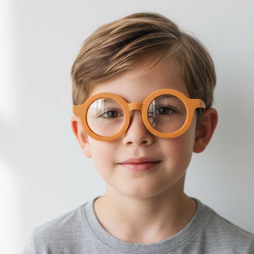 Matt Round Yellow Color Eyeglasses For Kids LKE83108-YLW