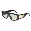 Designer Black Retro Bold Rectangular Black Sunglasses