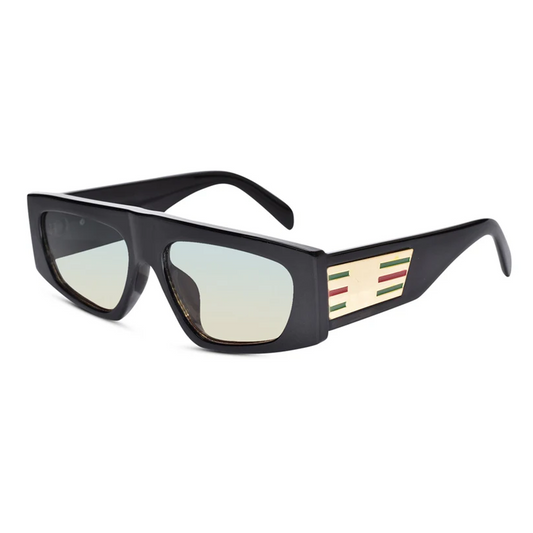 Retro Bold Rectangular Black Sunglasses For Men