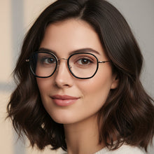 Black Rose Gold Full Rim Hexagonal Eyeglasses