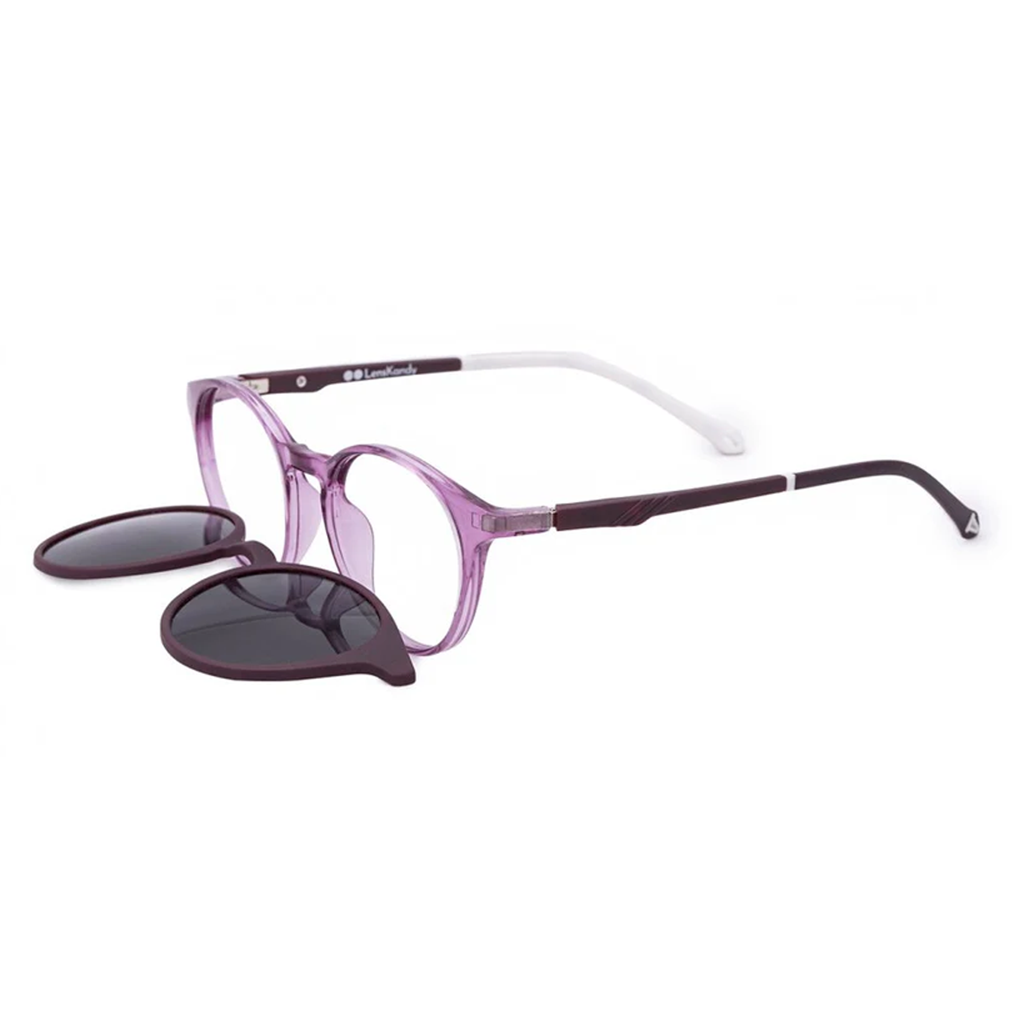 Crystal Purple Full Rim Round Clip On Eyeglasses ( 8-12 Yrs )