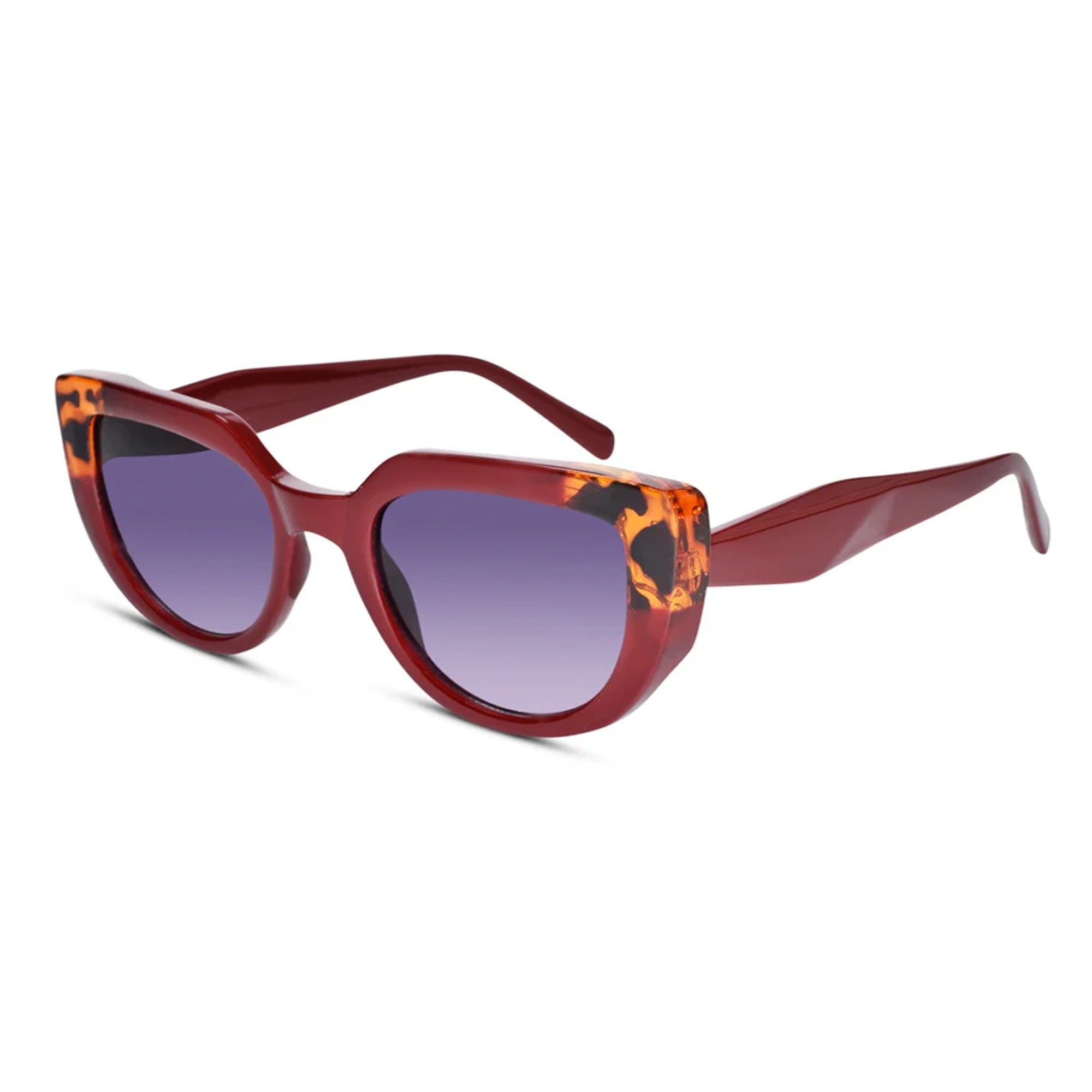 Cat Eye Wine Red Sunglasses for women LKS22014-RED