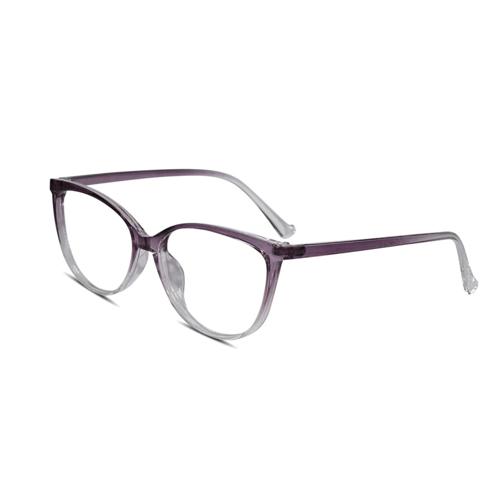 Buy Online Crystal Purple Cat eye Eyeglasses for Women Full Rim with anti glare computer glasses. Includes UV glasses with 1 Year Warranty