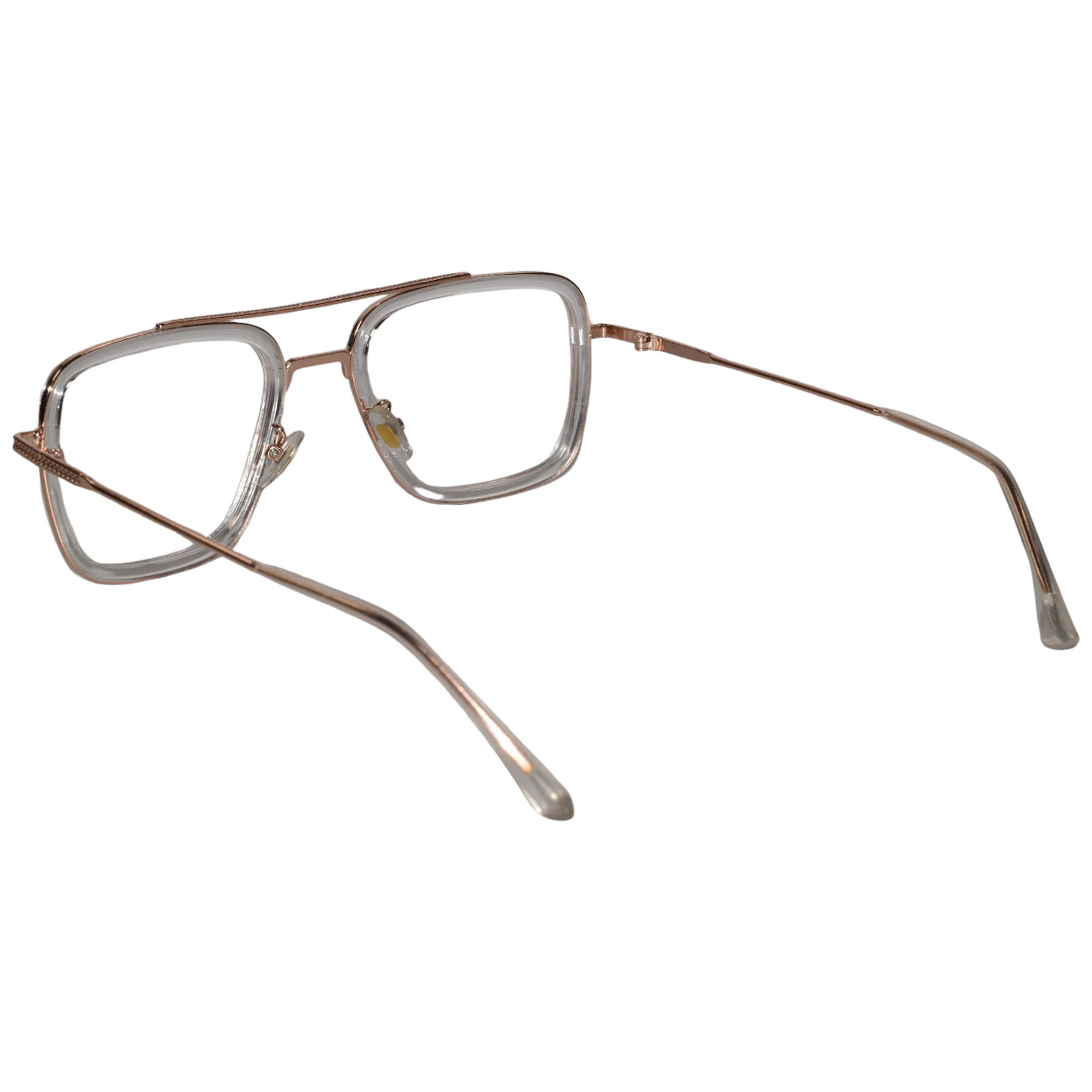 Transparent Gold Full Rim Rectangular Eyeglasses For Men