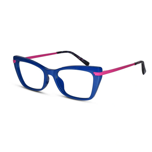 Cat eye Blue Pink Full Rim Frame Eyeglasses LKE2105-BLU