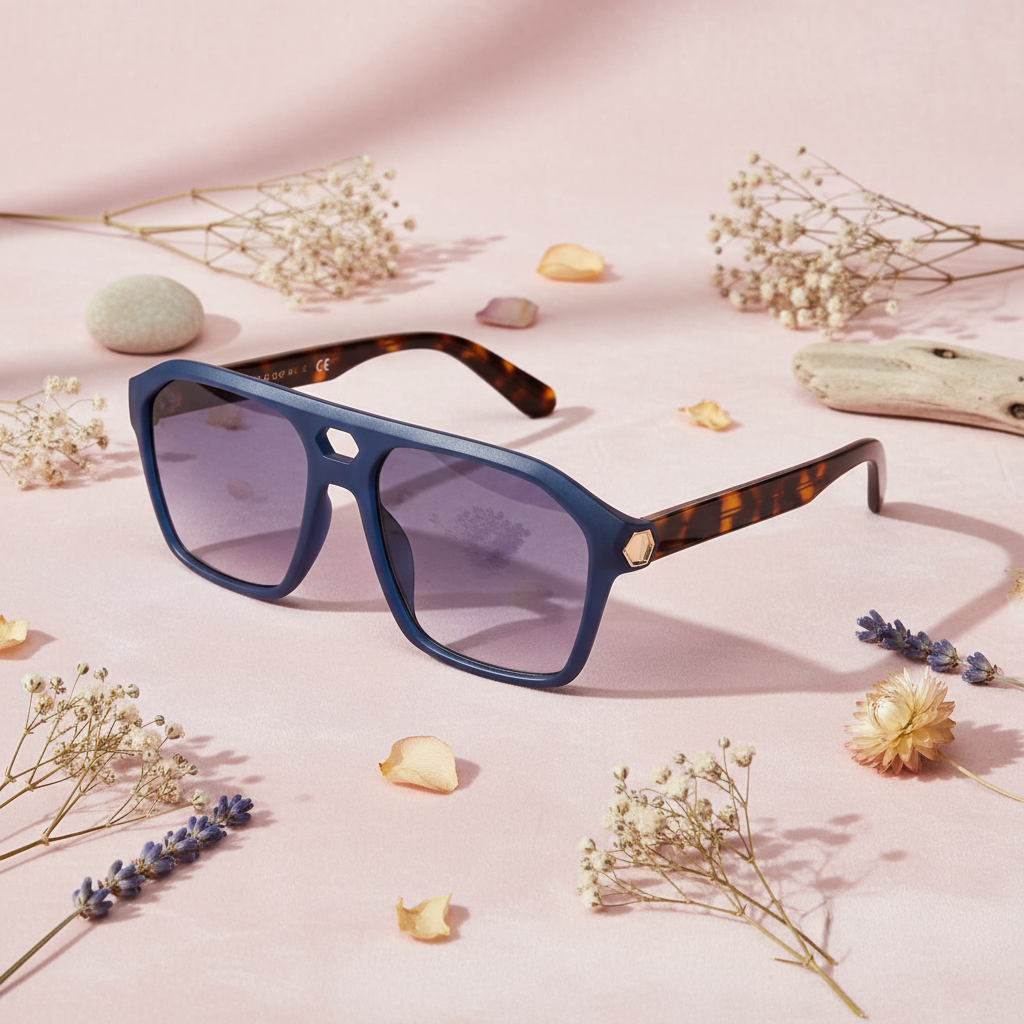 Stylish Matt Blue Rectangular Sunglasses For Men LKSM490-BLU