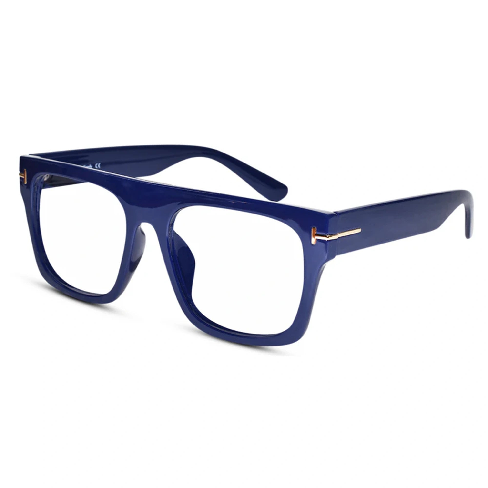 Blue Wayfarer Oversize eyeglasses For Men; bold navy blue square frames offering a modern twist on a classic lenses