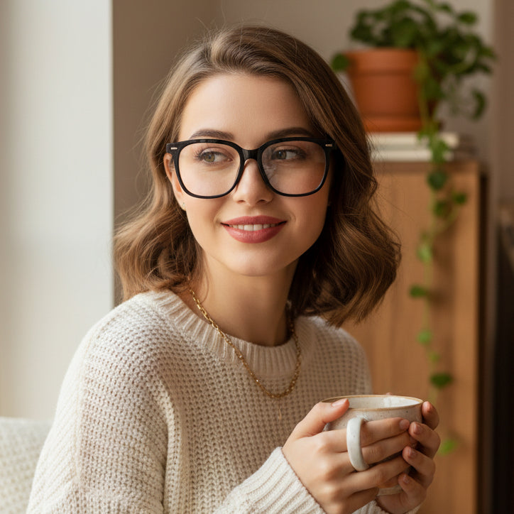 Black Rectangular Eyeglasses & Computer Glasses For Men & Women LKE170-BLK