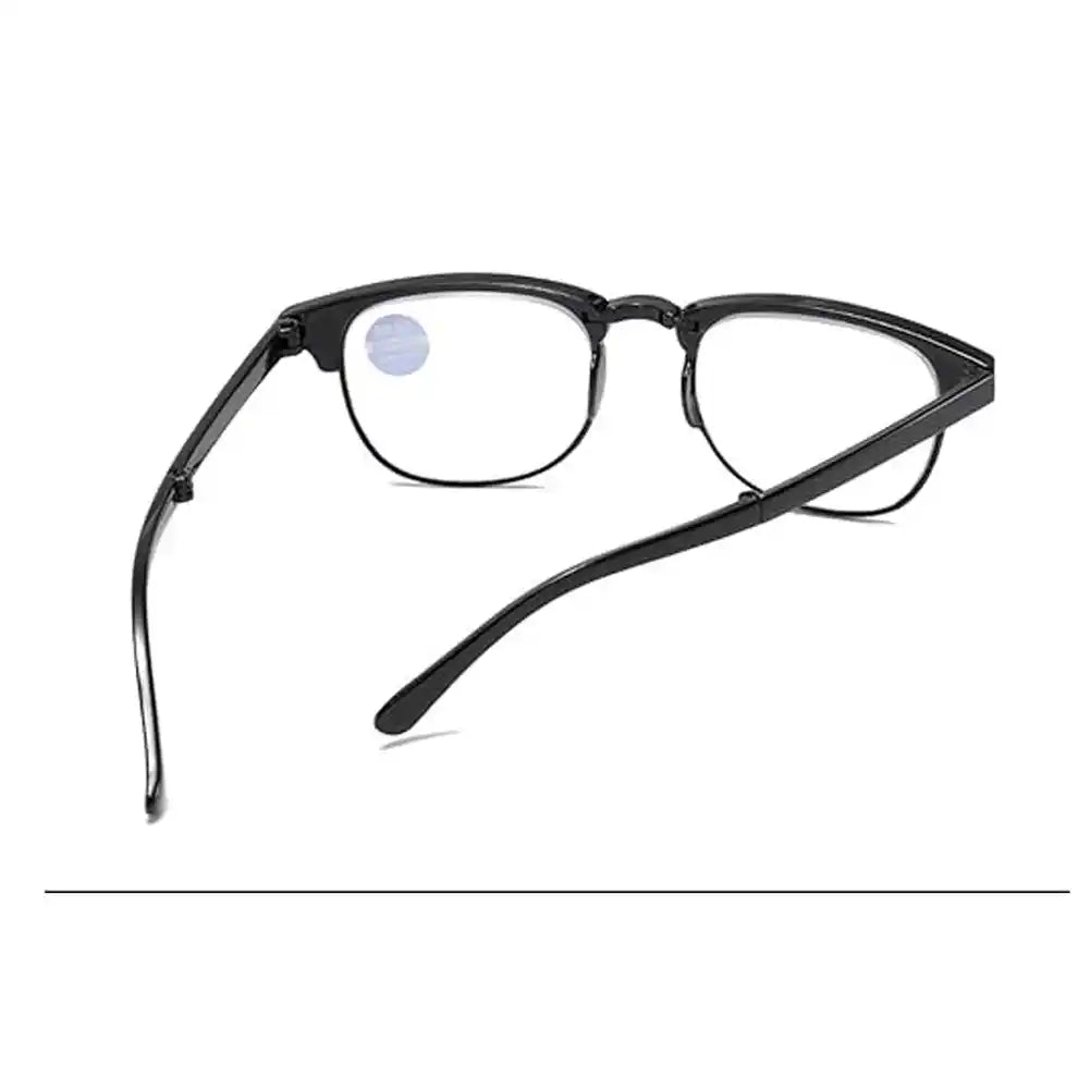 Back view Matte black folding Full Rim reading glasses,with an ultra slim frame 