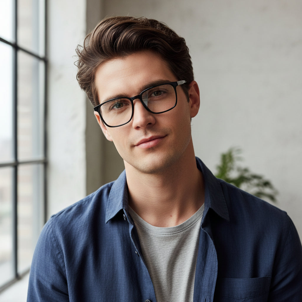 Crystal Black Full Rim Rectangle Eyeglasses For Men & Women LKS7130-BLK