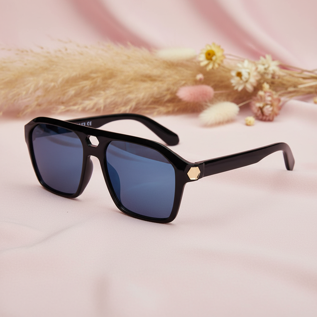 Stylish Black Marshall  Rectangular Black Sunglasses For Men LKSM490-BLK