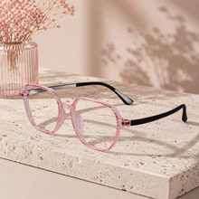 Crystal Pink Hexagonal Eyeglasses For Women