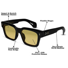 Vintage | Black Bold Wayfarer Yellow Sunglasses For Men & Women