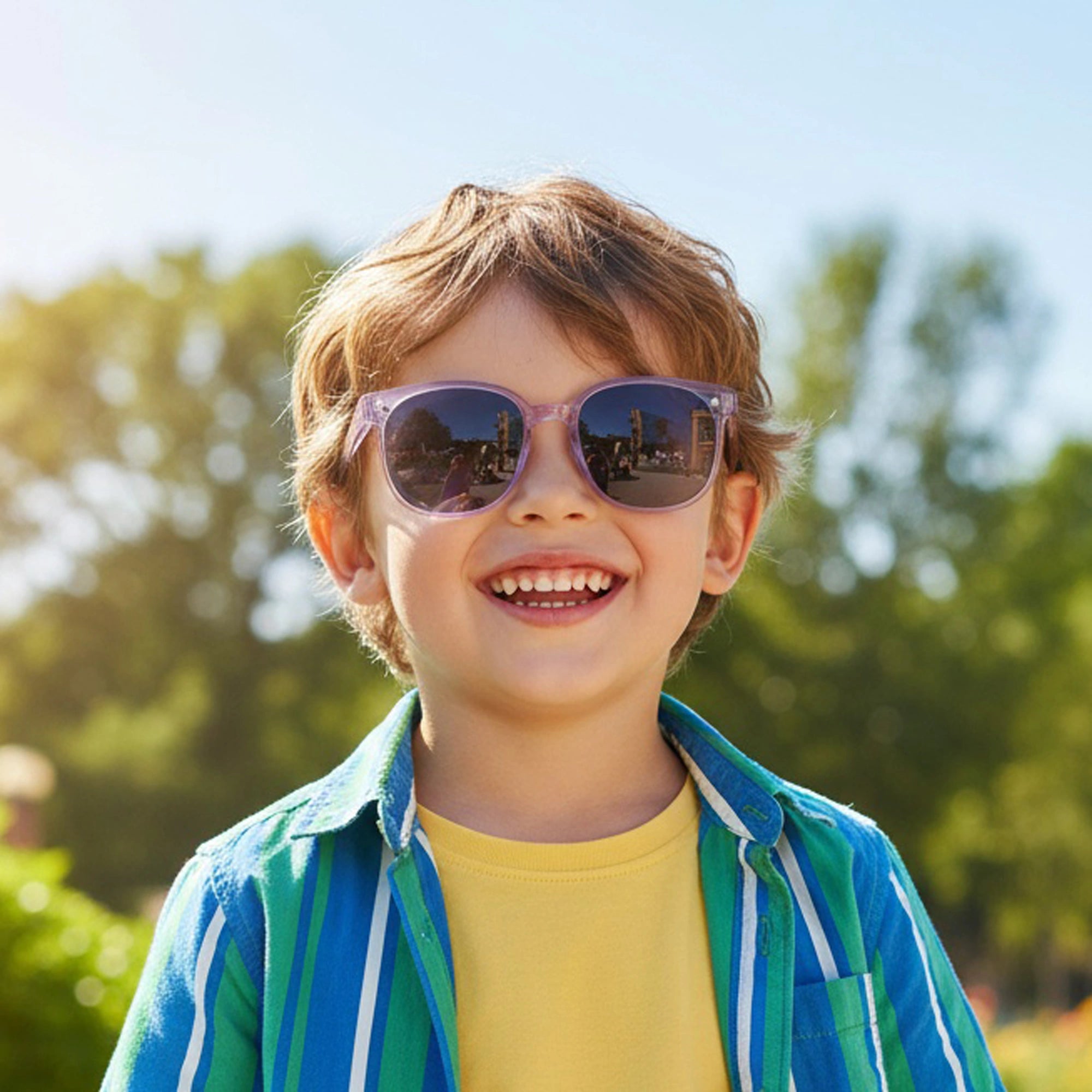 Kids Transparent Purple Square Sunglasses For Girls & Boy LKKS-809-Purple