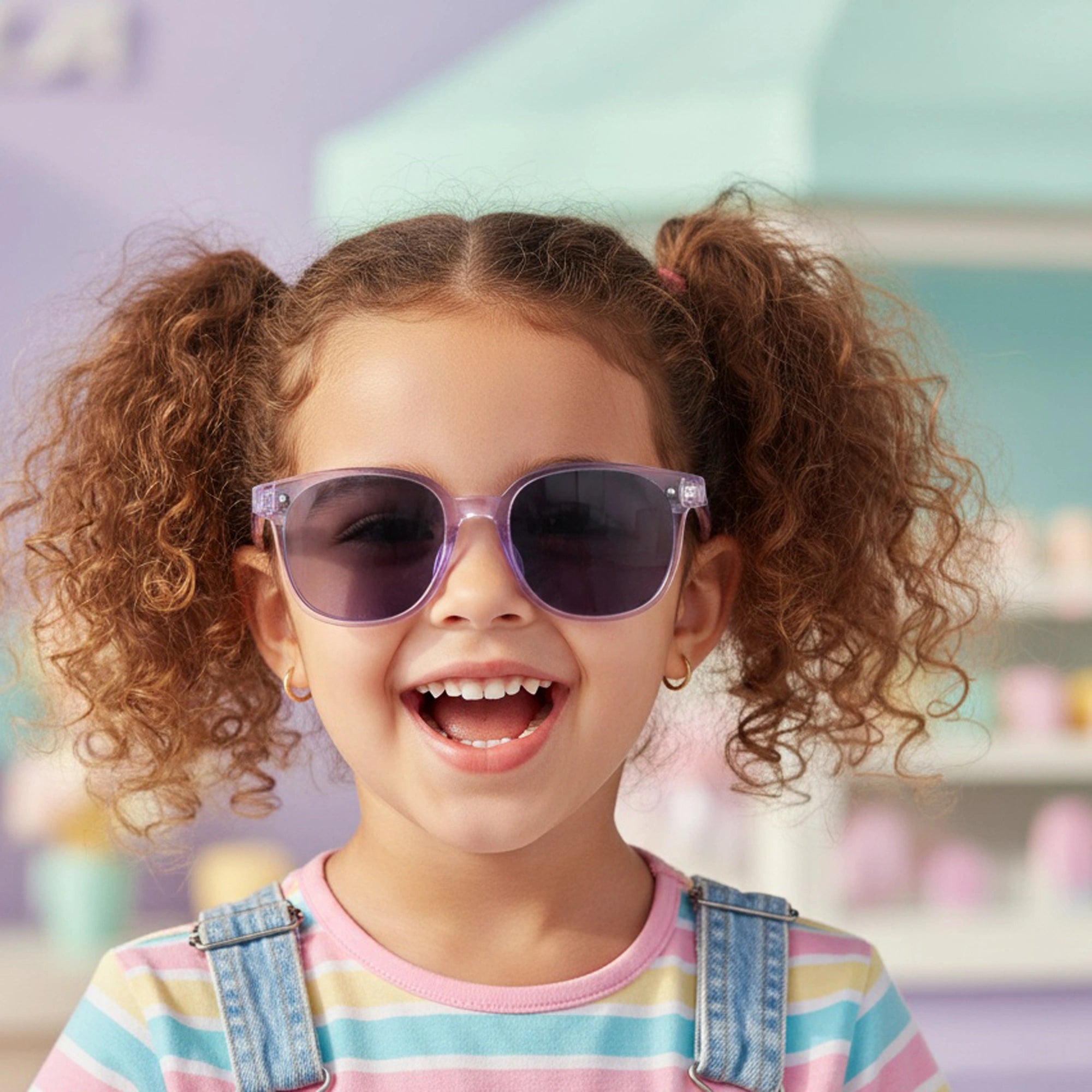 Kids Transparent Purple Square Sunglasses For Girls & Boy LKKS-809-Purple