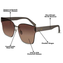 Oversize Brown Rimless Sunglasses For Women