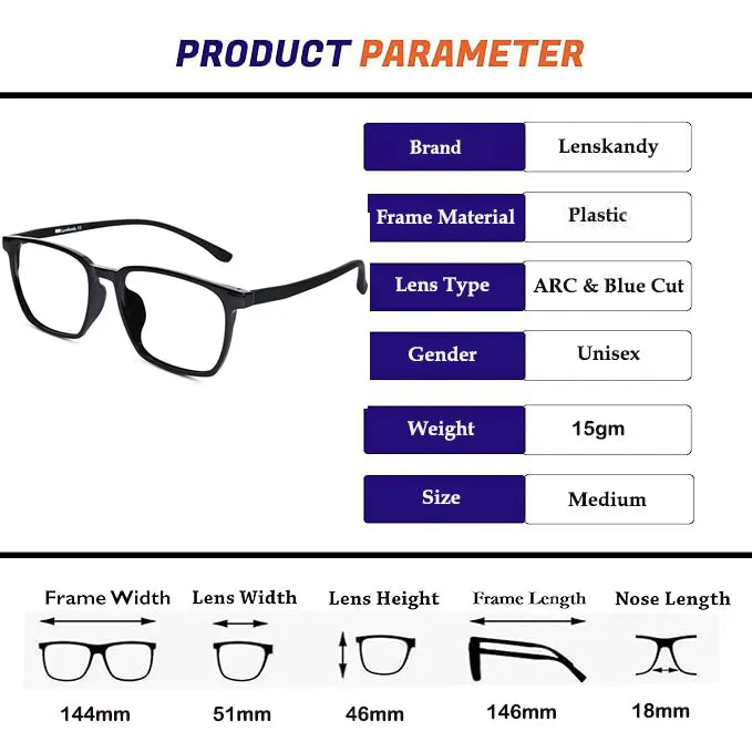 Shiny Black Rectangle with Matt sides computer glasses